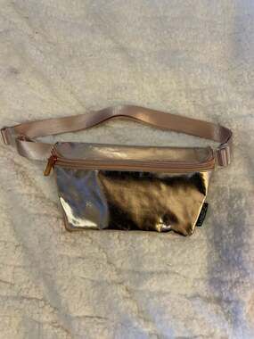 FYDELITY Ultra Slim Metallic Rose Gold Fanny Pack Belt Bag